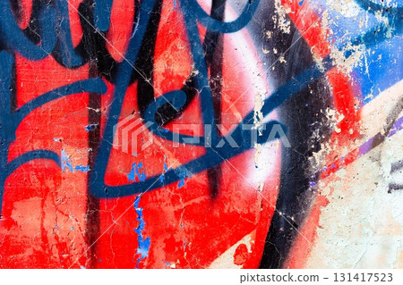 Vibrant Graffiti Wall with Red, Blue, Black Urban 90s Street Art Vibrant Graffiti Wall with Red, Blue, Black Urban 90s Street Art 131417523