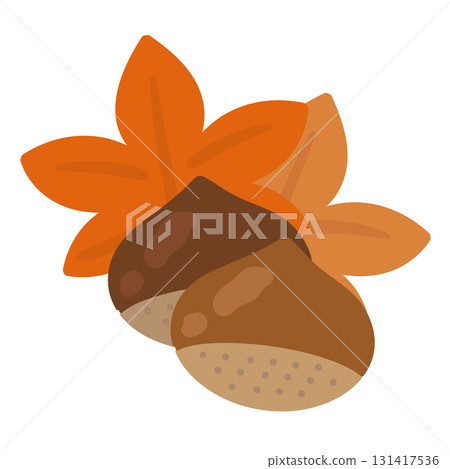 Chestnuts and autumn leaves illustration Chestnuts and autumn leaves illustration 131417536