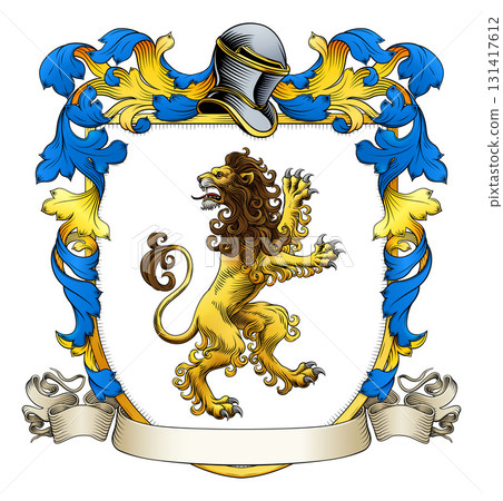 Coat of Arms Crest Lion Heraldic Medieval Shield Coat of Arms Crest Lion Heraldic Medieval Shield 131417612