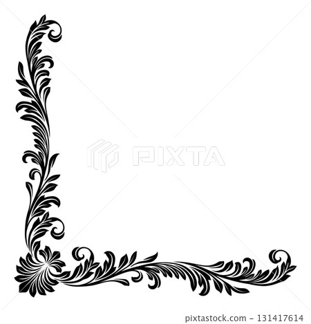 Filigree Crest Corner Motif Floral Pattern Frame 131417614