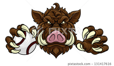 Boar Wild Hog Razorback Warthog Baseball Mascot Boar Wild Hog Razorback Warthog Baseball Mascot 131417616