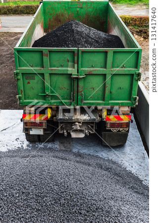 Construction truck with gravel, earthwork 131417640