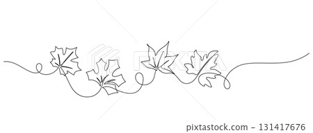 continuous line drawing of autumn leaves handdrawn continuous line drawing of autumn leaves handdrawn 131417676