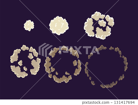 Explosion animation. Animation for game of the explosion effect. Cartoon animation for game. Exploding effect frames. Hand drawn vector illustration 131417694