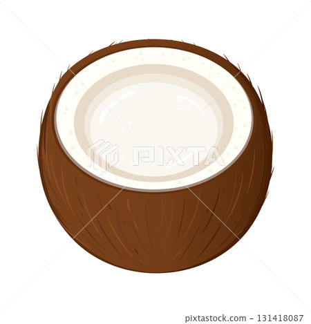 Half coconut tropical fruit isolated white background 131418087