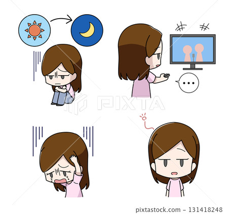 四幅憂鬱症精神症狀的插圖 - 女性 131418248