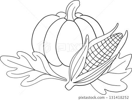 Thanksgiving day outline roasted turkey pumpkin pie autumn leaves and cozy family dinner elements Thanksgiving day outline roasted turkey pumpkin pie autumn leaves and cozy family dinner elements 131418252