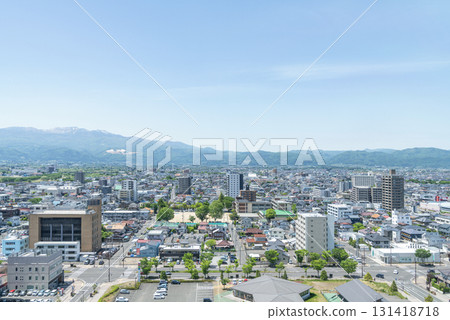 Fukushima City, Fukushima Prefecture - The cityscape of Fukushima City as seen from around JR Fukushima Station (looking west from around JR Fukushima Station) Fukushima City, Fukushima Prefecture - The cityscape of Fukushima City as seen from around JR Fukushima Station (looking west from around JR Fukushima Station) 131418718