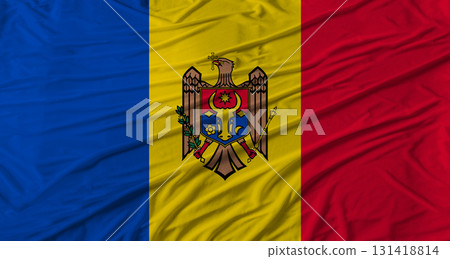 Moldovan flag waving. Flag of Moldova with cloth texture Moldovan flag waving. Flag of Moldova with cloth texture 131418814
