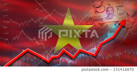 Vietnam financial growth on market graph. Vietnam economic growth on financial graph 131418870