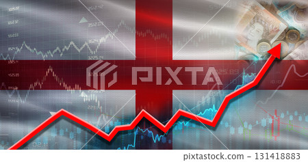 England financial growth on market graph. England economic growth on financial graph 131418883