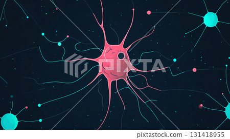 Abstract cells transmit light. Biology nerve cell with biomedicine concept. AI Generated. Abstract cells transmit light. Biology nerve cell with biomedicine concept. AI Generated. 131418955