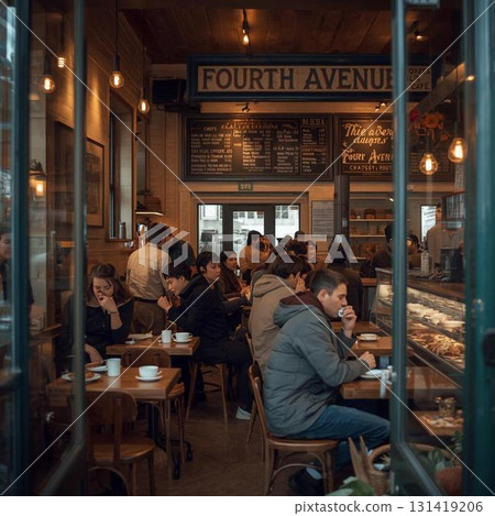 Bustling cafe scene 131419206