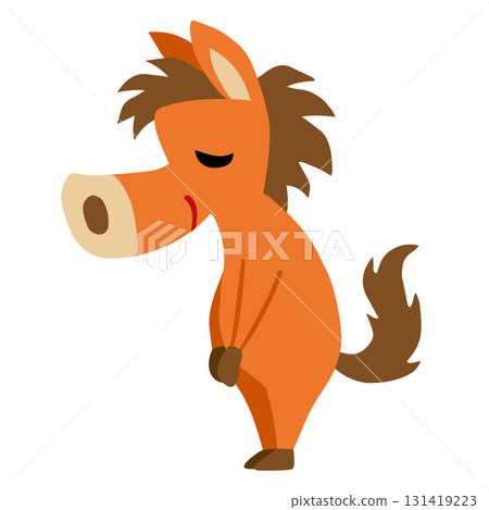 手繪放鬆的馬角色(新年、馬年、鞠躬) 手繪放鬆的馬角色(新年、馬年、鞠躬) 131419223