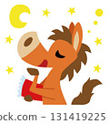 Hand-drawn relaxed horse character (New Year, Year of the Horse, Good night) 131419225
