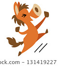 Hand-drawn relaxed horse character (New Year, Year of the Horse, Yay!, Fist pump) 131419227