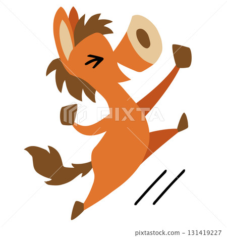 手繪放鬆的馬角色(新年、馬年、耶!、握拳) 手繪放鬆的馬角色(新年、馬年、耶!、握拳) 131419227