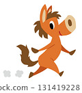 Hand-drawn relaxed horse character (New Year, Year of the Horse, Walk, See you later) 131419228
