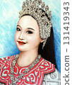 Colored pencil paintings, Asian woman wearing Thai classical dance clothes, Thai traditional dress costumes 131419343