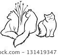Line drawing character of three cats 131419347