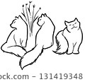 Line drawing character of three cats 131419348