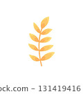 Autumn element. Leaves, acorn, chestnut and berry. Yellow, orange and red, green tree foliage fall season, harvest hand drawn elements. Vector illustration 131419416
