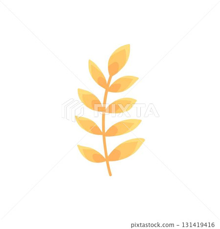 Autumn element. Leaves, acorn, chestnut and berry. Yellow, orange and red, green tree foliage fall season, harvest hand drawn elements. Vector illustration 131419416