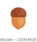 Autumn element. Leaves, acorn, chestnut and berry. Yellow, orange and red, green tree foliage fall season, harvest hand drawn elements. Vector illustration 131419418
