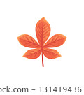 Autumn element. Leaves, acorn, chestnut and berry. Yellow, orange and red, green tree foliage fall season, harvest hand drawn elements. Vector illustration 131419436