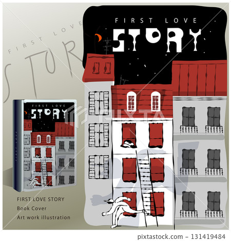 A hand-drawn sketch vector illustration of a woman standing by the window of a Western-style apartment at night, waiting for her lover. 131419484