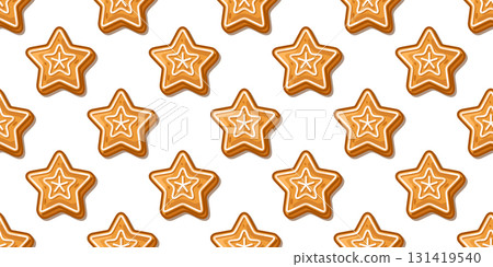 Seamless Gingerbread Star Pattern 131419540