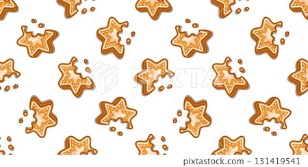 Seamless Gingerbread Star Pattern 131419541