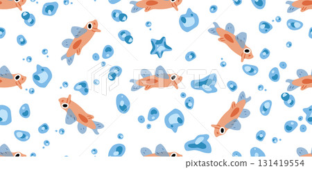 Seamless Cartoon Fish Pattern Seamless Cartoon Fish Pattern 131419554