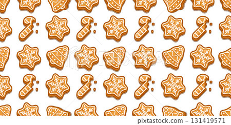 Seamless Gingerbread Cookie Pattern 131419571