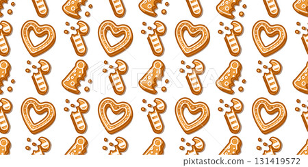 Seamless Gingerbread Heart Cookie Pattern Seamless Gingerbread Heart Cookie Pattern 131419572