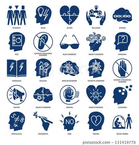 Neuro diversity glyph icon set 131419778