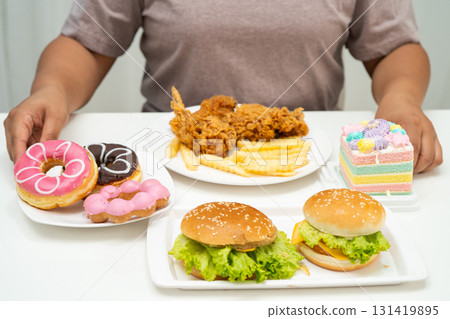 Junk food no good health eating for diet. 131419895