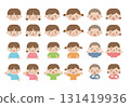 Smiling, crying, angry, surprised children 131419936
