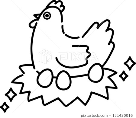 母雞下蛋的插圖(僅畫線) 母雞下蛋的插圖(僅畫線) 131420016