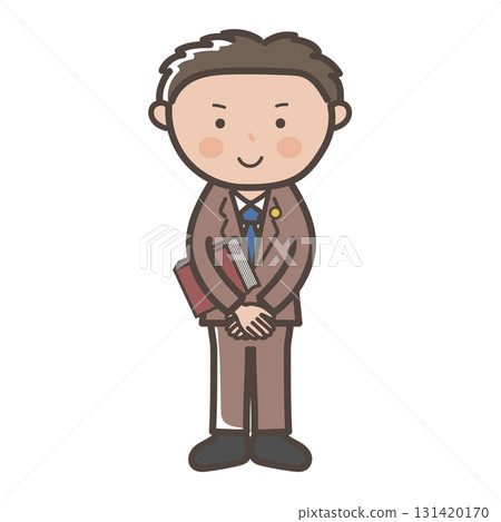 Full-body illustration of a male lawyer serving customers with a smile Full-body illustration of a male lawyer serving customers with a smile 131420170
