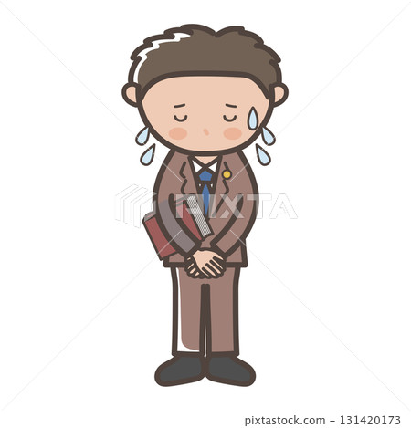 一名男律師滿頭大汗道歉的全身插畫 一名男律師滿頭大汗道歉的全身插畫 131420173