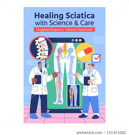 Flat Healthcare Poster Highlighting Sciatica Diagnosis and Tailored Medical Treatment Flat Healthcare Poster Highlighting Sciatica Diagnosis and Tailored Medical Treatment 131421062