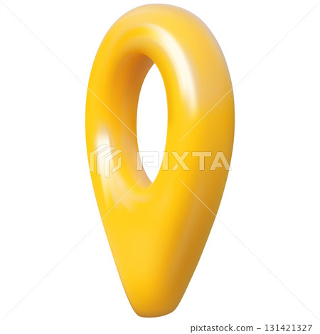 Geotag 3d vector icon, realistic yellow map pin, travel app navigation GPS location mark, map pointer, position sign 131421327