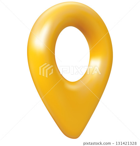 Geotag 3d vector icon, realistic map pin yellow color, travel app navigation GPS location mark, map pointer sign 131421328
