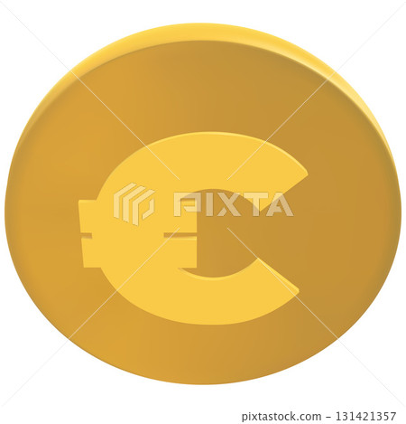 Golden round coin with euro sign, falling money, isolated icon. Golden round coin with euro sign, falling money, isolated icon. 131421357