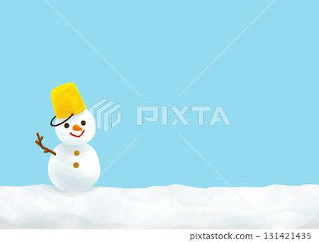Watercolor painting of piled up snow and snowman Watercolor painting of piled up snow and snowman 131421435