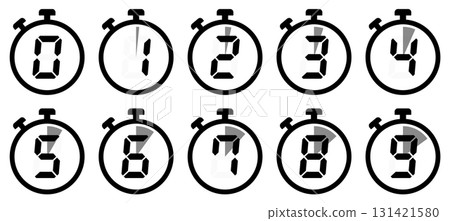 秒錶/計時器圖示向量插圖集 131421580