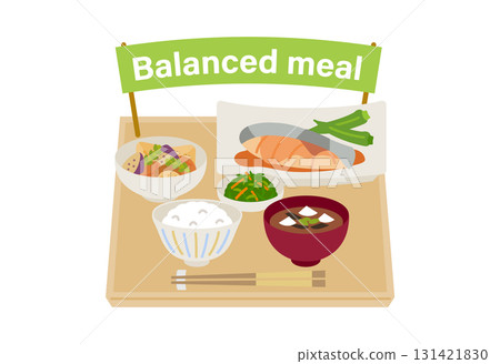 Nutritional balance, Japanese food, menu, good, example, five major nutrients, 131421830