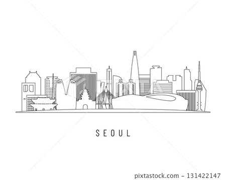 Detailed Seoul skyline vector illustration. 131422147