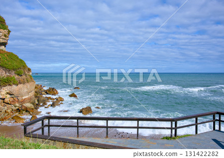 Ocean view from seaside wooden terrace 131422282